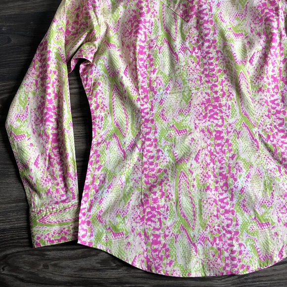 Ariat Womens Snap Front Long Sleeve Western Shirt Pink Green Rodeo Cowgirl - Picture 8 of 15